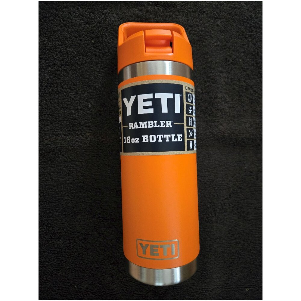 New Yeti Rambler 18oz Bottle King Crab Orange with Straw Cap
